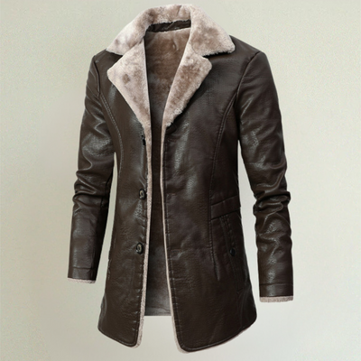 Bastian™ | Stilfuld Faux Læder Shearling Frakke